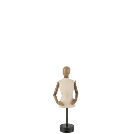 Busto con brazos sobre base de resina crema de 7.5x12x31 cm