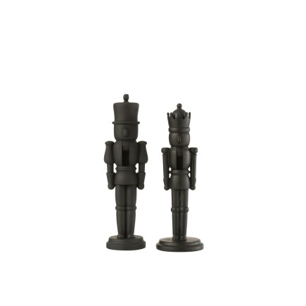 Set de 2 cascanueces de resina negro 10x10x39.5 cm