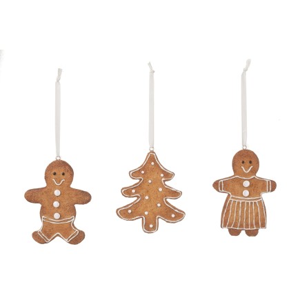 Décoration sapin en polyrésine marron (Set de 3 pièces)