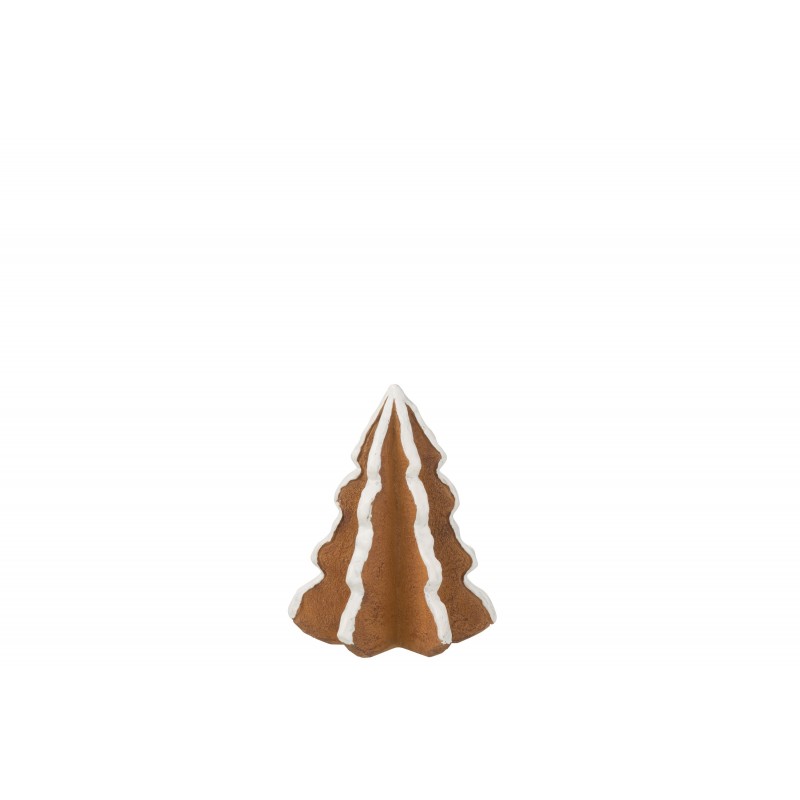Arbre décoratif Noël imitation pain d’épice en pic marron et blanc 8x8x12cm