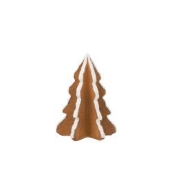 Arbre décoratif imitation pain d’épice en pic marron et blanc 14x14x18cm