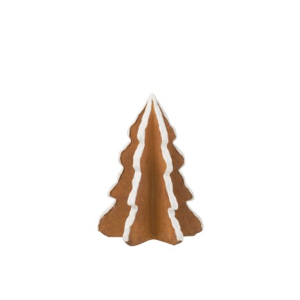 Arbre décoratif imitation pain d’épice en pic marron et blanc 14x14x18cm