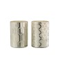 Lot de 2 photophores à motifs en verre argent 14x14x20cm Lot de 2 photophores à motifs en verre argent 14x14x20cm