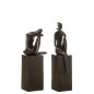 Lot de 2 personnages sur socle en céramique marron 14x11x37cm Lot de 2 personnages sur socle en céramique marron 14x11x37cm