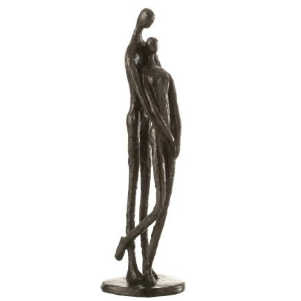 Figurine couple en polyrésine brun foncé 11x10x37.5 cm