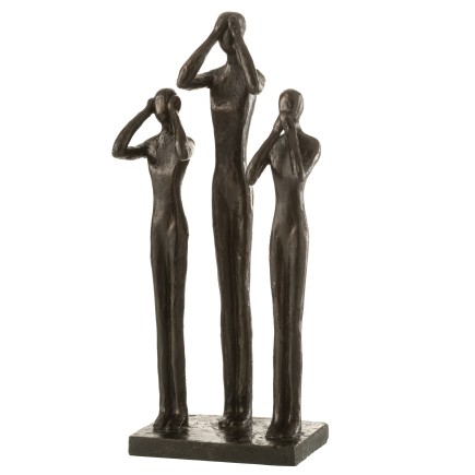 3 figure finali su base in resina marrone 18x12x41 cm