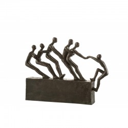 6 figurines aluminium sur socle en aluminium noir 36x5x27cm