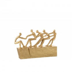 5 figurines aluminium sur socle en aluminium doré 34x8x23cm