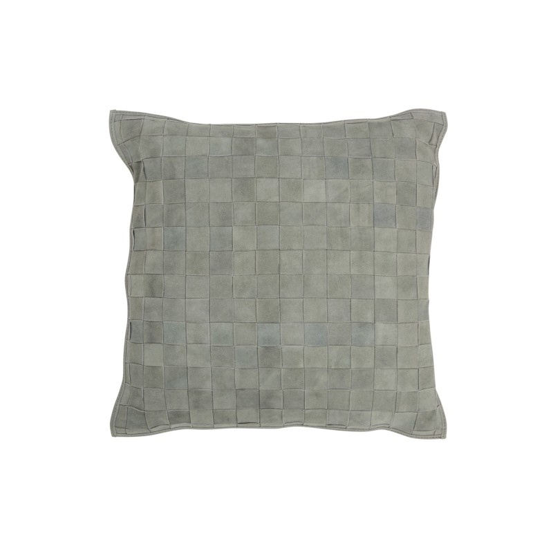 Coussin carré avec damier en cuir vert 45x45cm