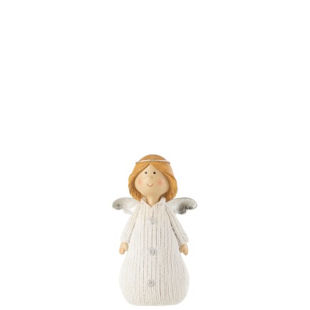 Ange de Noël en résine blanc 12x9x20 cm