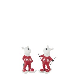 Assortiment de 2 rennes sur ski de couleur rouge et blanc