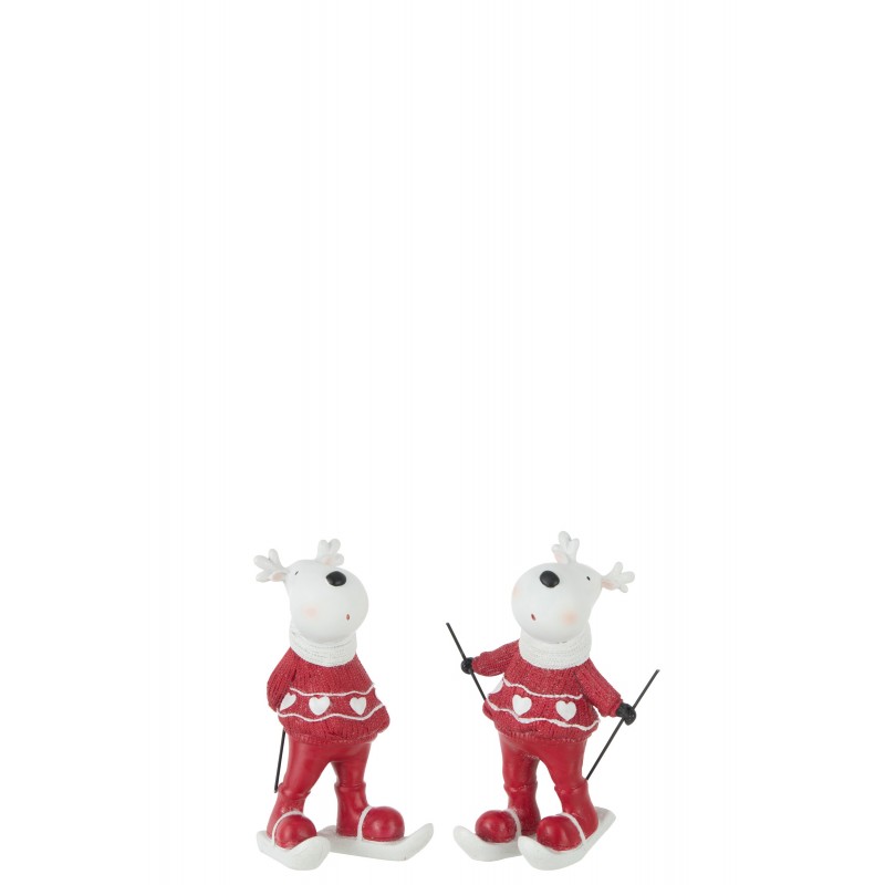 Assortiment de 2 rennes sur ski de couleur rouge et blanc