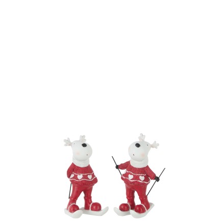 Set de 2 rennes en résine multicouleur 8.5x8.5x16 cm