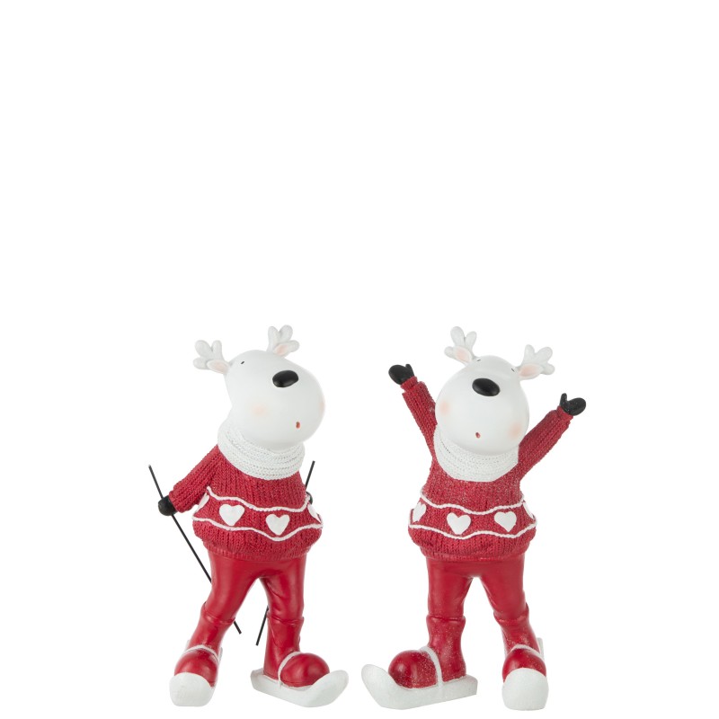 Assortiment de 2 rennes sur ski de couleur rouge et blanc
