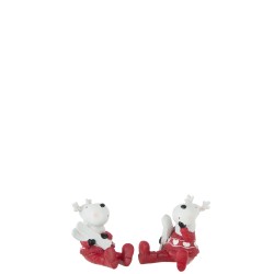 Assortiment de 2 rennes assis de couleur rouge et blanc