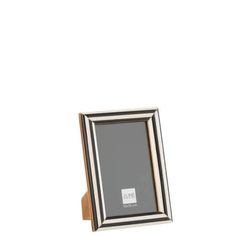 Cadre photo 10x15cm en bois noir et blanc 13x18cm