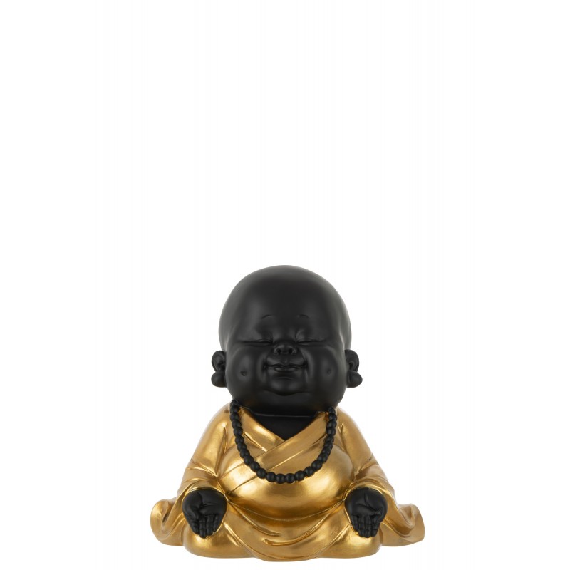 Moine zen en résine noir 20.5x15x20 cm