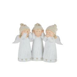 3 anges solidaires de la sagesse en résine multicouleur 28x10x22 cm