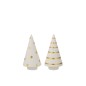 Lot de 2 arbres de Noël en céramique blanc et or 9x16cm