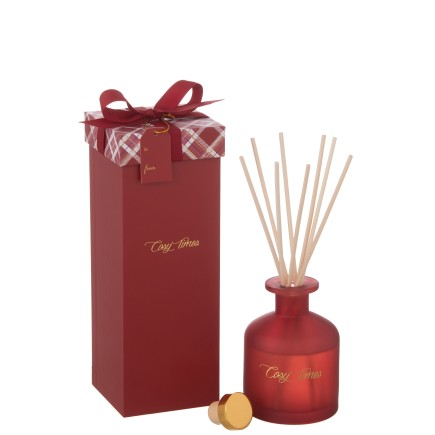 Aceite perfumado de 180 ml con palitos de vidrio rojo de 8.5x8.5x23.5 cm
