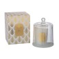 Bougie parfumée sous cloche en verre blanche 14x14x17cm Bougie parfumée sous cloche en verre blanche 14x14x17cm
