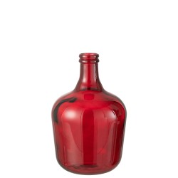 Vase dame jeanne en verre rouge 26x26x42 cm