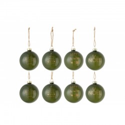 Boite de 8 boules de Noël en verre vert 8x8x8 cm