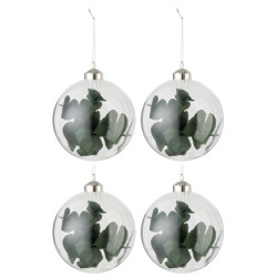 Boite de 4 boules de Noël en verre vert 9.5x9.5x12 cm