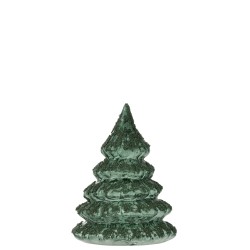 Árbol de Navidad decorativo de vidrio verde helado 12x15cm