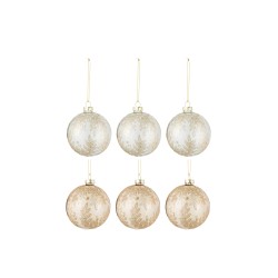 Boite de 6 boules de Noël en verre beige 8.5x8.5x10 cm