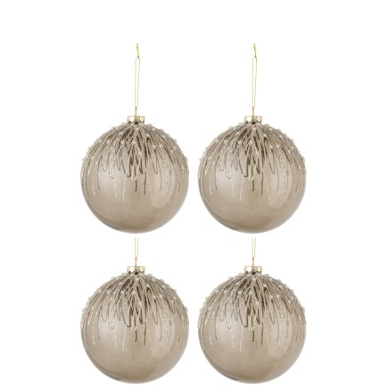 Boite de 4 boules de Noël en verre gris 12x12x12 cm