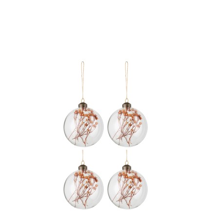 Boite de 4 boules de Noël en verre orange 10x10x13 cm