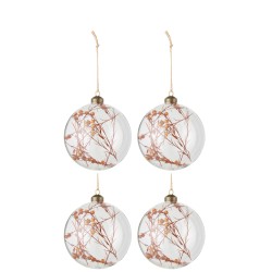 Boite de 4 boules de Noël en verre orange 12x12x12 cm