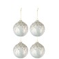 Boite de 4 boules de Noël en verre blanc 10.5x10.5x12.5 cm