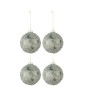 Scatola di 4 ornamenti natalizi in vetro grigio 10,5x10,5x12 cm