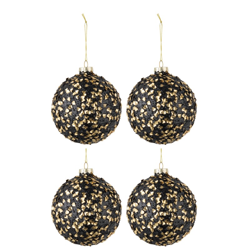Boite de 4 boules de Noël en verre noir 11x11x13 cm