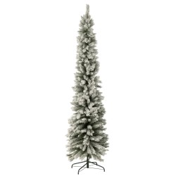 Sapin de Noël artificiel enneigé en plastique vert 57x57x240 cm