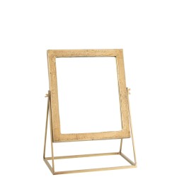 Miroir carré sur pied en métal or 34x20x47cm