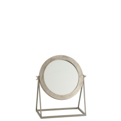 Miroir rond sur pied en métal argenté 30x15x34cm