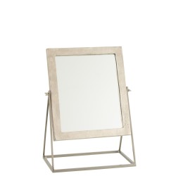 Miroir carré sur pied en métal argent 34x20x47cm