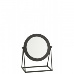 Espejo redondo con base de metal negro de 15x30x34cm