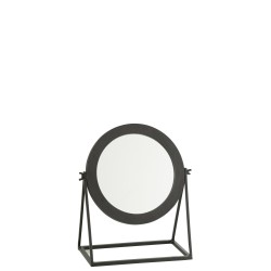 Miroir rond sur pied en métal noir 15x30x34cm