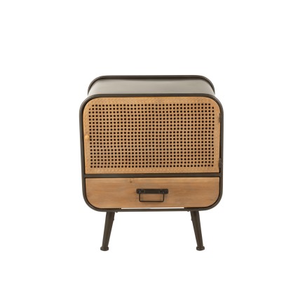 Mueble auxiliar de 1 cajón de metal y madera beige de 50x39x60 cm.