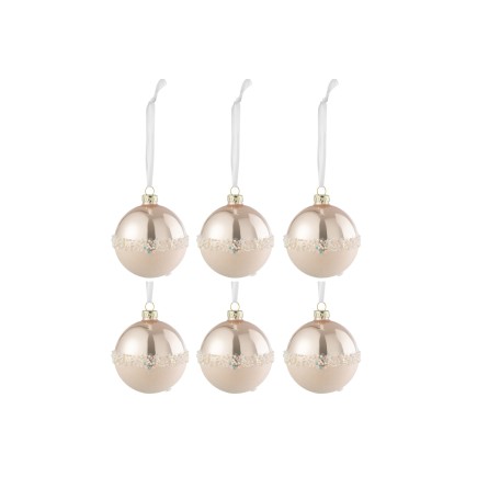 Boite de 6 boules de Noël en verre rose 8.5x8.5x10 cm
