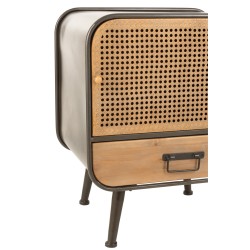 Mueble auxiliar de 1 cajón de metal y madera beige de 50x39x60 cm.