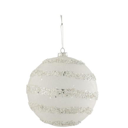 Boite de 4 boules de Noël en verre blanc 15x15x15 cm