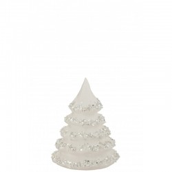 Sapin de Noël décoratif lignes pailletées en verre blanc 11x15cm