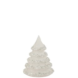 Sapin de Noël décoratif lignes pailletées en verre blanc 11x15cm