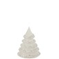 Albero di Natale decorativo con linee brillantinate in vetro bianco 11x15cm