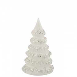 Sapin de Noël décoratif lignes pailletées en verre blanc 12x21cm
